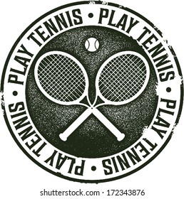 Vintage Style Tennis Sport Stamp