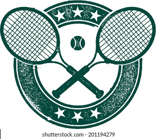 Vintage Style Tennis Sport Stamp