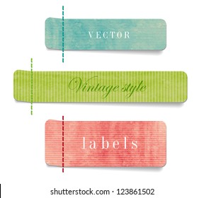 Vintage style textured colored paper cardboard labels