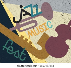 vintage style, textured, vector jazz poster with minimalist handwritten text jazz