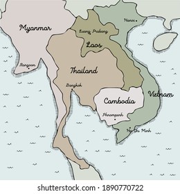 Vintage style of  Thailand map ,Vector Illustration