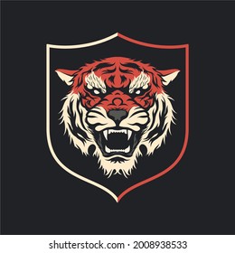 Vintage Style Tiger Badge, Crest And Emblem T-shirt Design illustration