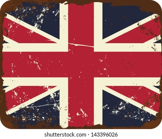 Vintage style tin sign with the British Flag.