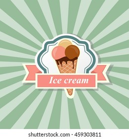 Vintage Style Tin Sign With Ice Cream.