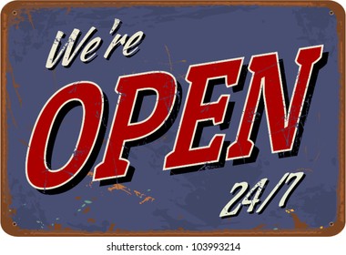 Vintage style tin sign "Open".