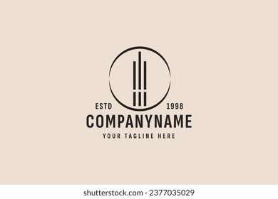 vintage style tower logo vector icon illustration