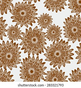 Vintage style vector background, drawing floral modern seamless pattern with cute flowers, colored wrapping paper, trendy fashion style, beautiful fabric template, layout for design