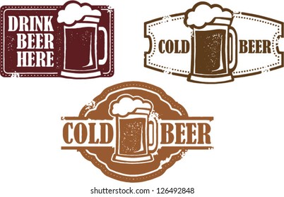 Vintage Style Vector Beer Stamps