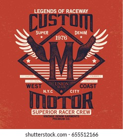 vintage style vector design with grunge texture for tee print