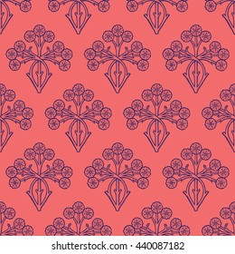 Vintage style vector floral seamless pattern design, elegant flowers repeating background, surface pattern for web and print.