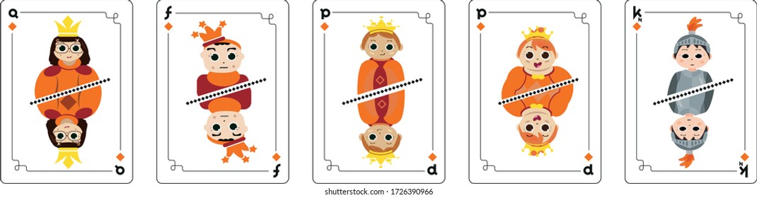 vector de estilo vintage Juego de cartas de juego dibujado por mano