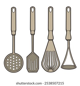 vintage style vector illustration of cooking tools in the kitchen with a minimalist and simple concept