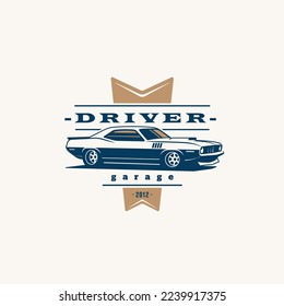 Vintage style vector illustration element for retro design label. Suitable for garage, shops, tires, car wash, car restoration, repair and racing.