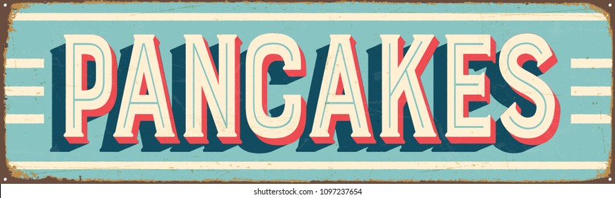 Vintage Style Vector Metal Sign - OPANCAKES - Grunge effects can be easily removed for a brand new, clean design.