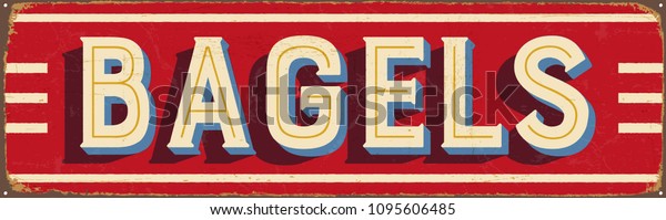 Vintage Style Vector Metal Sign Bagels Stock Vector Royalty Free 1095606485 0809