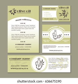 Vintage style Vector olive oil labels set. Elegant design for olive oil packaging. Set of templates label for olive oil. With hand-drawn graphic.
