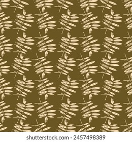 vintage style vector pattern of tree leaf stamps