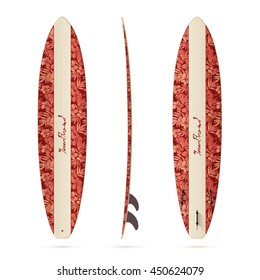 Vintage Style Vector Realistic Mini Malibu Surfing Board