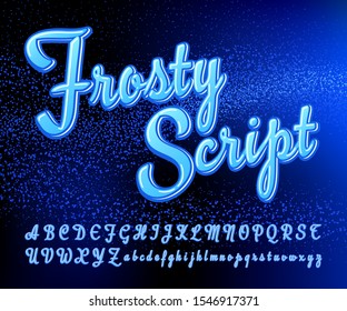 A vintage style vector script alphabet with layers, highlights, and dimensions. This cursive font has a retro appeal and harks back to the script styles popular in 1950s & 1960s advertising graphics