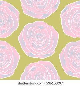 A vintage style vector seamless background pattern with hand drawn watercolor neutral rose flowers in bloom.