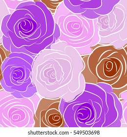 A vintage style vector seamless background pattern with hand drawn watercolor rose flowers in bloom.