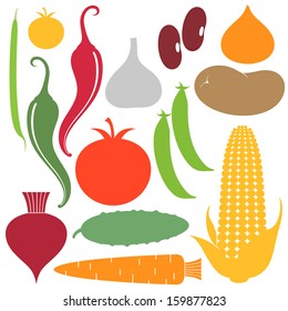 Vintage style vegetable. Icon set. Vector illustration EPS. Isolated vegetables on white background