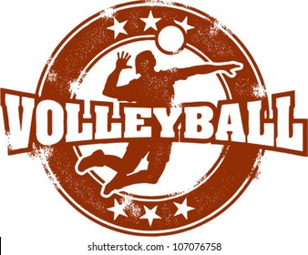 Vintage Style Volleyball Spike Sport Stamp