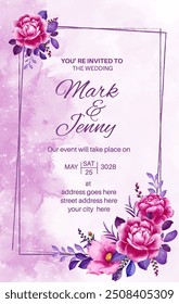 vintage style watercolor floral wedding announcement card design