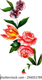 A vintage style watercolour flower vignette, scalable vector graphic