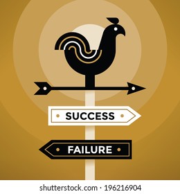 Vintage style weather vane with Success and Failure arrow signs. Idea - Direction to business success.