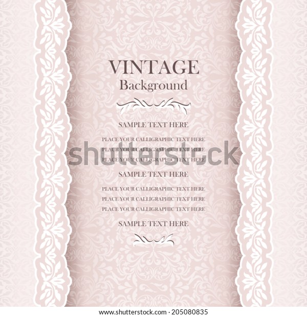Vintage style wedding background, elegant greeting\
card, beautiful rose invitation, page cover with lace, ornamental\
pattern for design