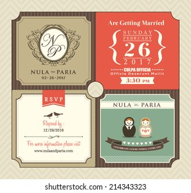 Vintage style Wedding Invitation card Template Vector