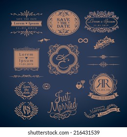 Vintage Style Wedding Monogram symbol border and frames