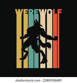 Vintage Style Werewolf Retro Halloween Design