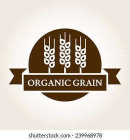 Vintage style wheat label. Vector logo design template. Organic grain icon.