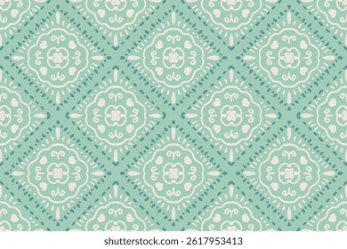 vintage estilo branco bloco impressão sem emenda padrão no fundo verde sábio