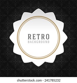 Vintage style white paper label design and ornament pattern vector background. Retro luxury frame badge premium quality design element. 