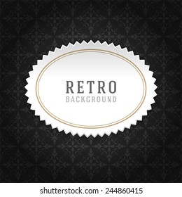 Vintage style white paper label design and ornament pattern vector background. Retro luxury frame badge premium quality design element. 