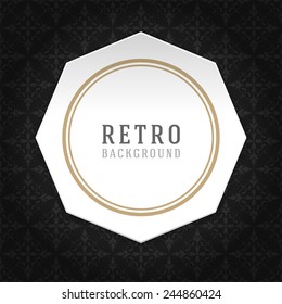 Vintage style white paper label design and ornament pattern vector background. Retro luxury frame badge premium quality design element. 