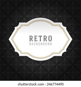 Vintage style white paper label design and ornament pattern vector background. Retro luxury frame badge premium quality design element. 