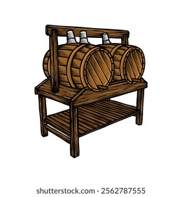 vintage style wine beer barrel illustration