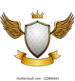 Vintage style winged emblem, vector.