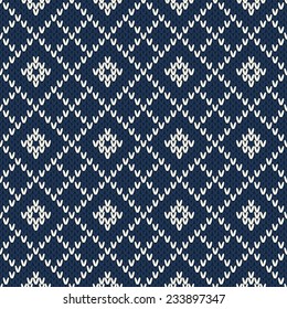 Vintage Style Winter Holiday Seamless Argyle Knitted Pattern