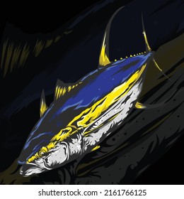 Vintage Style Yellow Tail Tuna Illustration