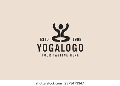vintage style yoga logo vector icon illustration