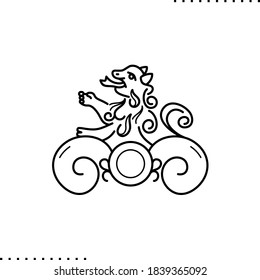 Vintage style zodiac sign. Leo horoscope vector icon in outline