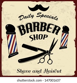 Vintage Styled Barber Shop background, vector illustration