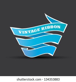 Vintage Styled blue paper ribbon. vector design elements for website or poster illustration.