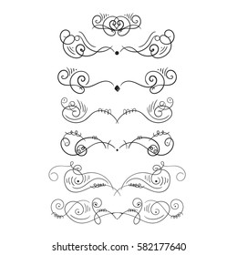 Vintage styled calligraphic flourishes set. Ornate decoration for tattoos