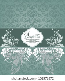 Vintage styled card with floral ornament background